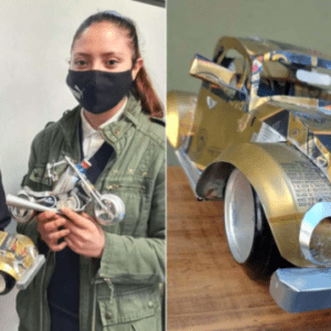 Tienen 16 años, reciclan aluminio y fabrican autos y motos de juguete que venden en las redes