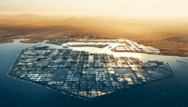 Arabia Saudí construyó una ciudad octogonal sostenible y el hidrógeno ocupará un lugar central