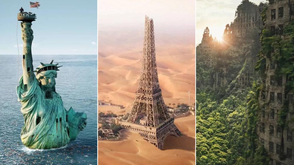 En imágenes: un artista muestra cómo quedarían las ciudades del mundo tras el cambio climático
