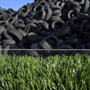 De baldosas a pasto sintético: los “otros usos” de los neumáticos de camiones