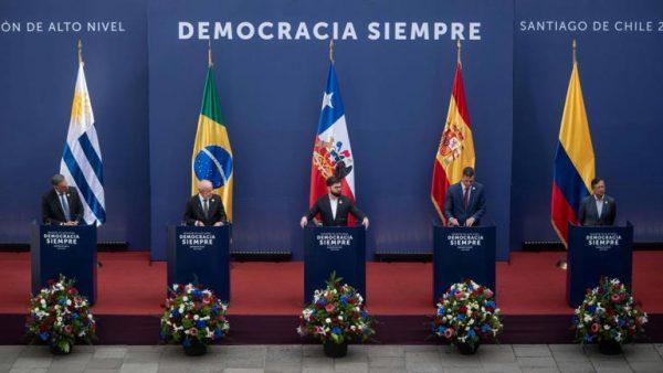 Mandatarios progresistas firman declaración conjunta con foco en democracia, cambio climático y desigualdad