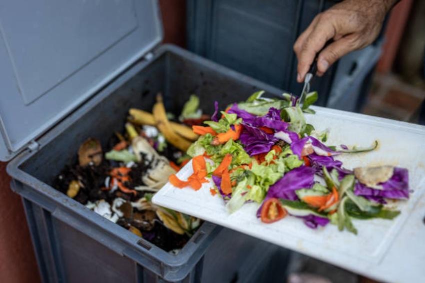 Una persona tira comida en un tacho de basura. Imagen: Getty