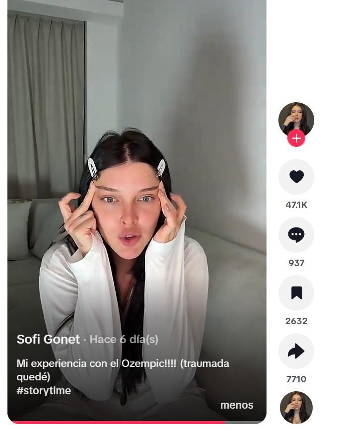 Sofía Gonet hablando acerca del Ozempic en TikTok