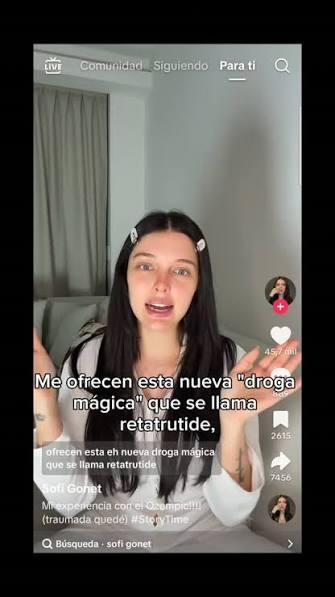 Sofía Gonet haciendo un vivo en TikTok