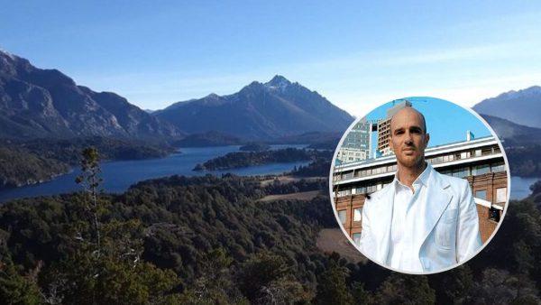Paisaje de Bariloche y una pequeña imagen de Alan Faena