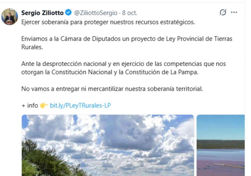 Mensaje del gobernador de La Pampa.