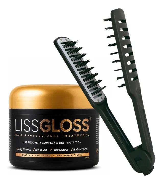 un pote de producto para alisar el pelo y un peine alisador