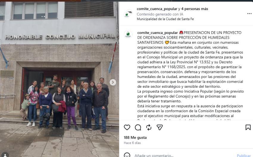 post de la Asociacion Civil Canoa sobre los humedales